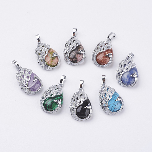 PandaHall Natural & Synthetic Mixed Stone Pendants, with Brass Finding, Teardrop with Peacock, Platinum, 33x20x10.5mm, Hole: 5x6.5mm Mixed...
PandaHall Natural & Synthetic Mixed Stone Pendants, with Brass Finding, Teardrop with Peacock, Platinum, 33x20x10.5mm, Hole: 5x6.5mm Mixed...