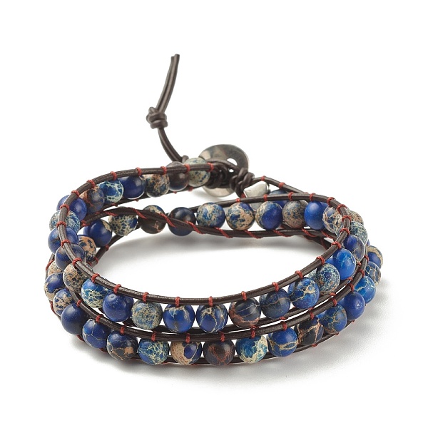 PandaHall Round Natural Imperial Jasper(Dyed) Braided Wrap Bracelets, Gemstone Two Loops Bracelet for Women, Blue, 17-3/8 inch(44cm)...
PandaHall Round Natural Imperial Jasper(Dyed) Braided Wrap Bracelets, Gemstone Two Loops Bracelet for Women, Blue, 17-3/8 inch(44cm)...