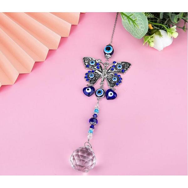 PandaHall Alloy Butterfly Turkish Blue Evil Eye Pendant Decoration, with Crystal Ceiling Chandelier Ball Prisms, for Home Wall Hanging...
PandaHall Alloy Butterfly Turkish Blue Evil Eye Pendant Decoration, with Crystal Ceiling Chandelier Ball Prisms, for Home Wall Hanging...