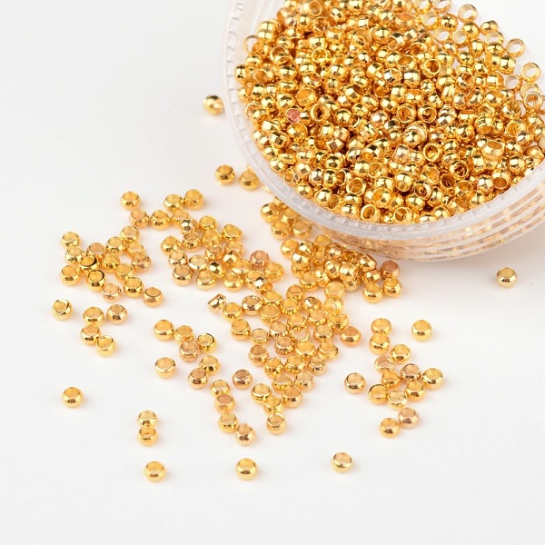 PandaHall Brass Crimp Beads, Rondelle, Golden Color, about 2mm in diameter, 1.2mm long, hole: 1.2mm Brass Rondelle
PandaHall Brass Crimp Beads, Rondelle, Golden Color, about 2mm in diameter, 1.2mm long, hole: 1.2mm Brass Rondelle