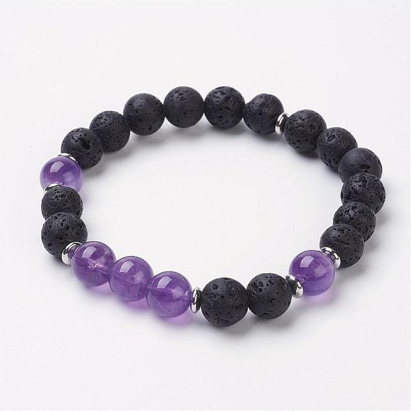 PandaHall Natural Amethyst Stretch Bracelets, with Brass Bead Spacers, Round, 2 inch(52mm) Amethyst
PandaHall Natural Amethyst Stretch Bracelets, with Brass Bead Spacers, Round, 2 inch(52mm) Amethyst