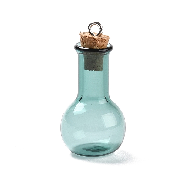PandaHall Glass Pendants, with Wood Bottle Stopper and Platinum Alloy Loops, Bulb Shaped, Dark Cyan, 34x18mm, Hole: 2mm Alloy+Glass Bottle
PandaHall Glass Pendants, with Wood Bottle Stopper and Platinum Alloy Loops, Bulb Shaped, Dark Cyan, 34x18mm, Hole: 2mm Alloy+Glass Bottle