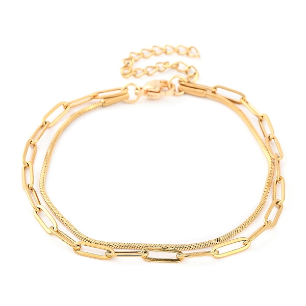 PandaHall 304 Stainless Steel Multi-Strand Chain Bracelets, Paperclip Chain & Snake Chain Bracelets for Women, Real 18K Gold Plated, 6-3/4...
PandaHall 304 Stainless Steel Multi-Strand Chain Bracelets, Paperclip Chain & Snake Chain Bracelets for Women, Real 18K Gold Plated, 6-3/4...