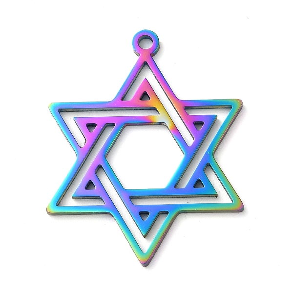 PandaHall 304 Stainless Steel Pendants, Star of David Charms, Rainbow Color, 37.5x29.5x1.5mm, Hole: 2mm 304 Stainless Steel Star of David
PandaHall 304 Stainless Steel Pendants, Star of David Charms, Rainbow Color, 37.5x29.5x1.5mm, Hole: 2mm 304 Stainless Steel Star of David