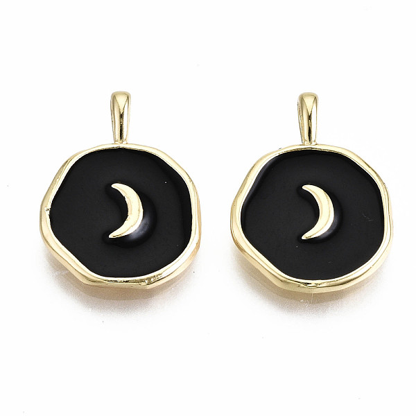 PandaHall Brass Enamel Pendants, Real 18K Gold Plated, Nickel Free, Flat Round with Moon, Black, 17.5x13x3mm, Hole: 3x2mm Brass+Enamel Flat...
PandaHall Brass Enamel Pendants, Real 18K Gold Plated, Nickel Free, Flat Round with Moon, Black, 17.5x13x3mm, Hole: 3x2mm Brass+Enamel Flat...