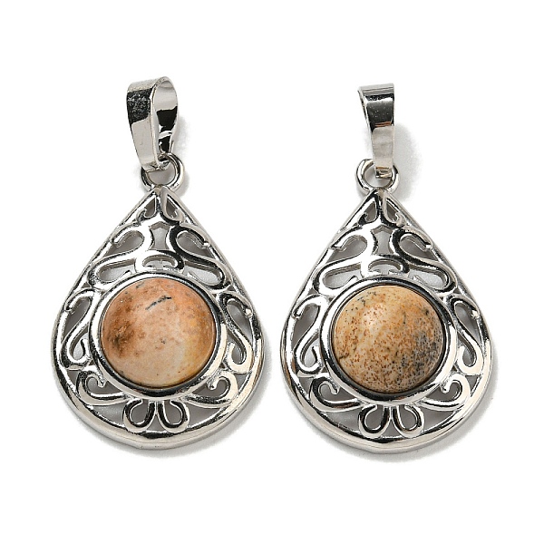 PandaHall Natural Picture Jasper Pendants, Rack Plating Brass Hollow Teardrop Charms, Cadmium Free & Lead Free, Platinum, 29.5x19.5x7.5mm...
PandaHall Natural Picture Jasper Pendants, Rack Plating Brass Hollow Teardrop Charms, Cadmium Free & Lead Free, Platinum, 29.5x19.5x7.5mm...