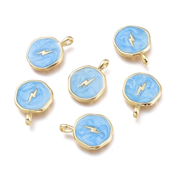 PandaHall Brass Enamel Pendant, Flat Round with Lightning Pattern, Golden, Sky Blue, 18.5x14x2mm, Hole: 3.5x2mm Brass+Enamel Flat Round
PandaHall Brass Enamel Pendant, Flat Round with Lightning Pattern, Golden, Sky Blue, 18.5x14x2mm, Hole: 3.5x2mm Brass+Enamel Flat Round