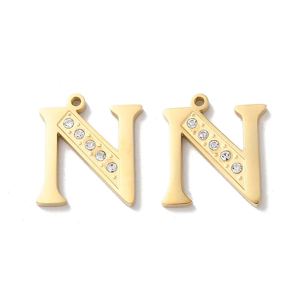 PandaHall Real 14K Gold Plated 304 Stainless Steel Pendants, with Rhinestone, Letter N, 18x16.5x2mm, Hole: 1.4mm Stainless Steel+Rhinestone..., Clear
PandaHall Real 14K Gold Plated 304 Stainless Steel Pendants, with Rhinestone, Letter N, 18x16.5x2mm, Hole: 1.4mm Stainless Steel+Rhinestone..., Clear
