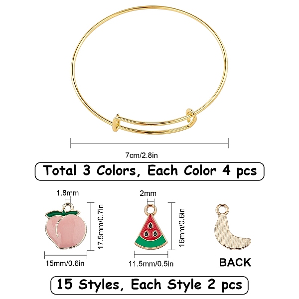 PandaHall DIY Bangle Making Kits, with Fruits Alloy Enamel Pendants and Adjustable Brass Expandable Bangle Makings, Mixed Color, 3/4 inch..., Multicolor
PandaHall DIY Bangle Making Kits, with Fruits Alloy Enamel Pendants and Adjustable Brass Expandable Bangle Makings, Mixed Color, 3/4 inch..., Multicolor