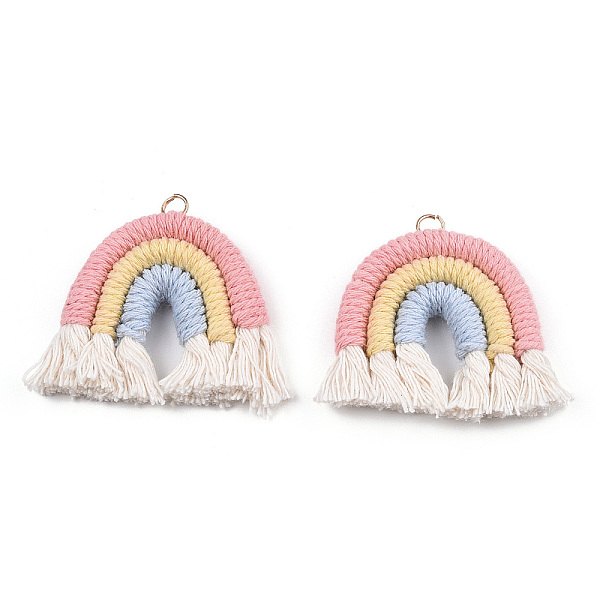 PandaHall Polycotton(Polyester Cotton) Woven Rainbow Wall Hanging, Macrame Woven Rainbow, with Golden Alloy Loops, Pink, 44~48x39~44x8~9mm...
PandaHall Polycotton(Polyester Cotton) Woven Rainbow Wall Hanging, Macrame Woven Rainbow, with Golden Alloy Loops, Pink, 44~48x39~44x8~9mm...