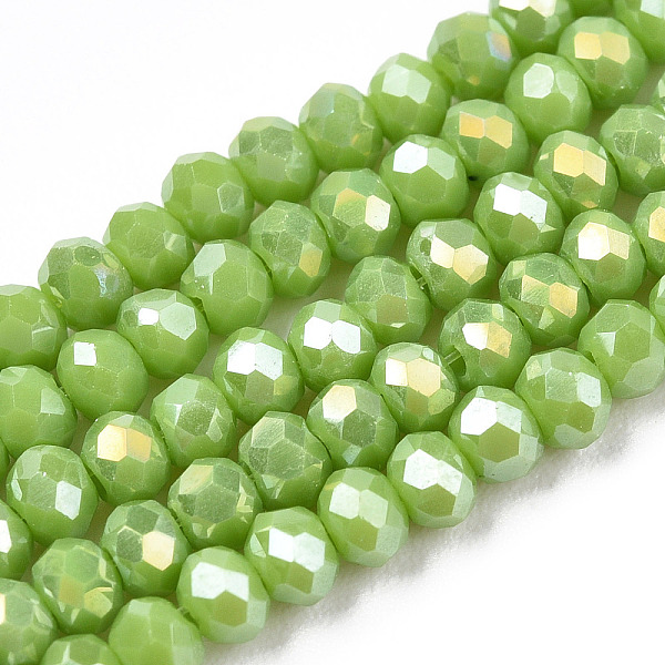 PandaHall Electroplate Glass Beads Strands, Opaque Solid Color, AB Color Plated, Faceted, Rondelle, Olive, 3.5x3mm, Hole: 0.4mm, about..., Green
PandaHall Electroplate Glass Beads Strands, Opaque Solid Color, AB Color Plated, Faceted, Rondelle, Olive, 3.5x3mm, Hole: 0.4mm, about..., Green