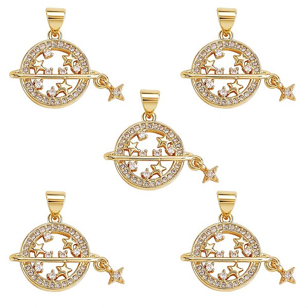 PandaHall 5Pcs Brass Micro Pave Clear Cubic Zirconia Pendants, Nickel Free, Flat Round with Star, Real 18K Gold Plated, 17x21x3mm, Hole...
PandaHall 5Pcs Brass Micro Pave Clear Cubic Zirconia Pendants, Nickel Free, Flat Round with Star, Real 18K Gold Plated, 17x21x3mm, Hole...