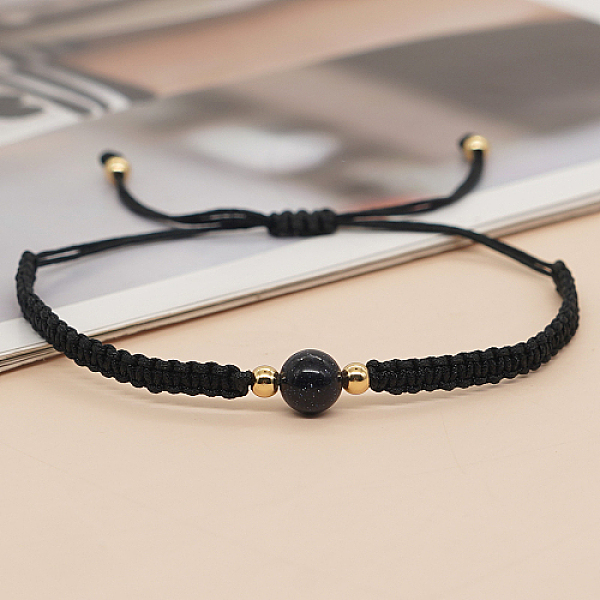 PandaHall Synthetic Blue Goldstone Round Braided Bead Bracelet, Black Adjustable Bracelet, Bead: 8mm Blue Goldstone
PandaHall Synthetic Blue Goldstone Round Braided Bead Bracelet, Black Adjustable Bracelet, Bead: 8mm Blue Goldstone