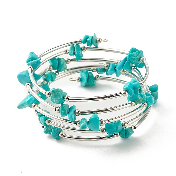 PandaHall 5-Loop Synthetic Turquoise(Dyed) Chip Beaded Wrap Bracelets for Women, Steel Memory Wire Bracelet, Platinum, Inner Diameter: 2-1/8...
PandaHall 5-Loop Synthetic Turquoise(Dyed) Chip Beaded Wrap Bracelets for Women, Steel Memory Wire Bracelet, Platinum, Inner Diameter: 2-1/8...