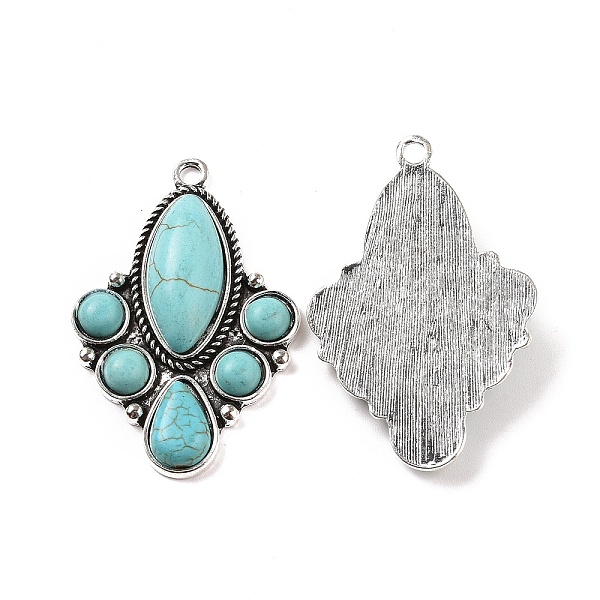PandaHall Alloy Pendants, with Synthetic Turquoise, Flower Charms, Antique Silver, 45x30x6.5mm, Hole: 2.5mm Synthetic Turquoise Flower
PandaHall Alloy Pendants, with Synthetic Turquoise, Flower Charms, Antique Silver, 45x30x6.5mm, Hole: 2.5mm Synthetic Turquoise Flower