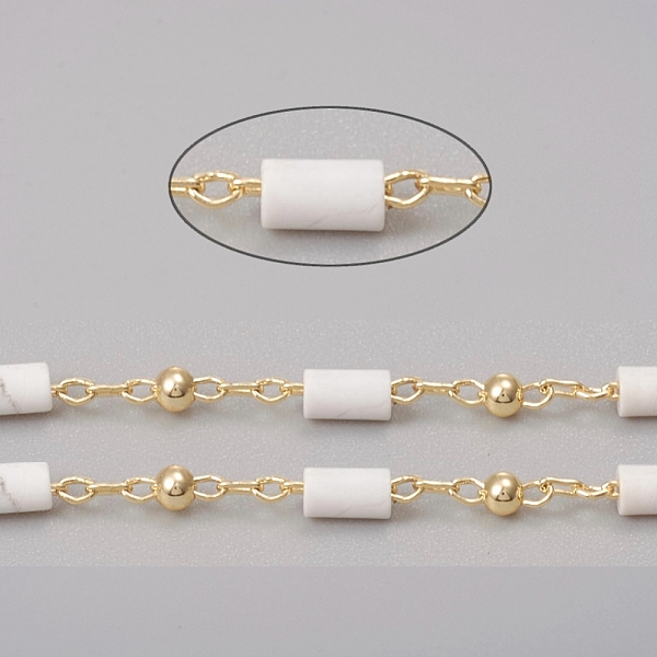 PandaHall Handmade Natural Howlite Beaded Chains, Real 18K Gold Plated Plated Brass Chains, Soldered, with Spool, Long-Lasting Plated...
PandaHall Handmade Natural Howlite Beaded Chains, Real 18K Gold Plated Plated Brass Chains, Soldered, with Spool, Long-Lasting Plated...