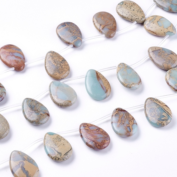 PandaHall Natural Aqua Terra Jasper Beads Strands, Top Drilled Beads, Teardrop, 30x20x7mm, Hole: 1.4mm, about 14pcs/strand, 15.9 inch...
PandaHall Natural Aqua Terra Jasper Beads Strands, Top Drilled Beads, Teardrop, 30x20x7mm, Hole: 1.4mm, about 14pcs/strand, 15.9 inch...