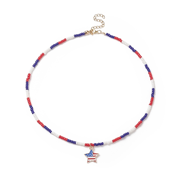 PandaHall Independence Day Alloy Enamel Star Pendant Necklace with Glass Beaded Chains for Women, Colorful, 16.34 inch(41.5cm) Alloy Blue
PandaHall Independence Day Alloy Enamel Star Pendant Necklace with Glass Beaded Chains for Women, Colorful, 16.34 inch(41.5cm) Alloy Blue