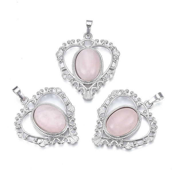 PandaHall Natural Rose Quartz Pendants, with Rack Plating Platinum Tone Brass Findings, Heart, 38.5x34x8mm, Hole: 7x5mm Rose Quartz Heart
PandaHall Natural Rose Quartz Pendants, with Rack Plating Platinum Tone Brass Findings, Heart, 38.5x34x8mm, Hole: 7x5mm Rose Quartz Heart