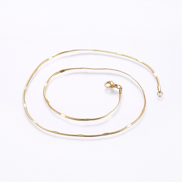 PandaHall 304 Stainless Steel Flat Snake Chain Necklaces, with Lobster Claw Clasps, Golden, 17.7 inch(45cm), 1.7x0.5mm 304 Stainless Steel
PandaHall 304 Stainless Steel Flat Snake Chain Necklaces, with Lobster Claw Clasps, Golden, 17.7 inch(45cm), 1.7x0.5mm 304 Stainless Steel