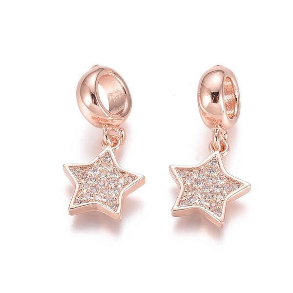 PandaHall Brass Micro Pave Cubic Zirconia European Dangle Charms, Large Hole Pendants, Star, Clear, Rose Gold, 20mm, Star: 11.5x10x2mm, Hole...
PandaHall Brass Micro Pave Cubic Zirconia European Dangle Charms, Large Hole Pendants, Star, Clear, Rose Gold, 20mm, Star: 11.5x10x2mm, Hole...