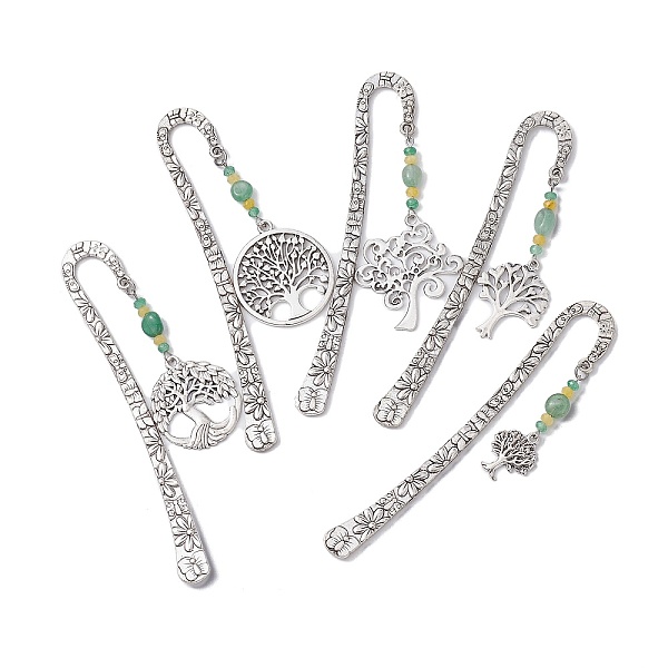 PandaHall Natural Malaysia Jade & Green Aventurine Beaded Pendant Bookmarks with Alloy Tree of Life, Flower Pattern Hook Bookmarks, Antique...
PandaHall Natural Malaysia Jade & Green Aventurine Beaded Pendant Bookmarks with Alloy Tree of Life, Flower Pattern Hook Bookmarks, Antique...