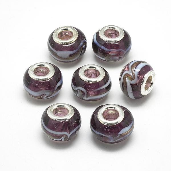 PandaHall Handmade Lampwork European Beads, with Platinum Brass Double Cores, Large Hole Beads, Rondelle, Purple, 13~15x10mm, Hole: 5mm...
PandaHall Handmade Lampwork European Beads, with Platinum Brass Double Cores, Large Hole Beads, Rondelle, Purple, 13~15x10mm, Hole: 5mm...