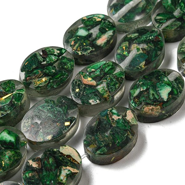 PandaHall Dyed Natural Imperial Jasper with Resin Beads Strands, Oval, Dark Green, 16x12x6mm, Hole: 1.2mm, about 11pcs/strand, 6.89 inch...
PandaHall Dyed Natural Imperial Jasper with Resin Beads Strands, Oval, Dark Green, 16x12x6mm, Hole: 1.2mm, about 11pcs/strand, 6.89 inch...