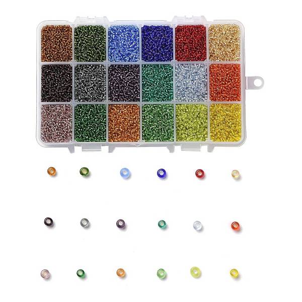 PandaHall 450G 18 Colors 12/0 Grade A Round Glass Seed Beads, Silver Lined, Mixed Color, 2x1.5mm, Hole: 0.3mm, 25g/color, about 48000pcs/box..., Multicolor
PandaHall 450G 18 Colors 12/0 Grade A Round Glass Seed Beads, Silver Lined, Mixed Color, 2x1.5mm, Hole: 0.3mm, 25g/color, about 48000pcs/box..., Multicolor