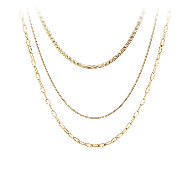 PandaHall Titanium Steel Chains Three Layers Necklaces, Golden, 16.34 inch(41.5cm) Titanium Steel
PandaHall Titanium Steel Chains Three Layers Necklaces, Golden, 16.34 inch(41.5cm) Titanium Steel