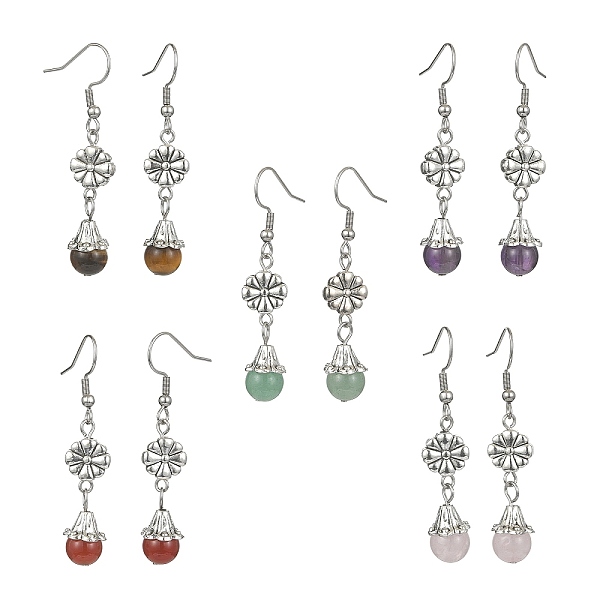 PandaHall 5 Pairs 5 Style Natural Mixed Genstone Teardrop Dangle Earrings, Alloy Flower Drop Earrings, 50x10mm, 1 Pair/style Mixed Stone...
PandaHall 5 Pairs 5 Style Natural Mixed Genstone Teardrop Dangle Earrings, Alloy Flower Drop Earrings, 50x10mm, 1 Pair/style Mixed Stone...