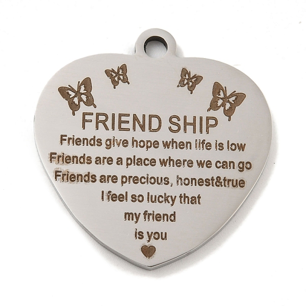PandaHall 201 Stainless Steel Pendants, Friends Theme Message Charms, Heart with Word Charms, Stainless Steel Color, 30.5x29x2mm, Hole: 3mm...
PandaHall 201 Stainless Steel Pendants, Friends Theme Message Charms, Heart with Word Charms, Stainless Steel Color, 30.5x29x2mm, Hole: 3mm...