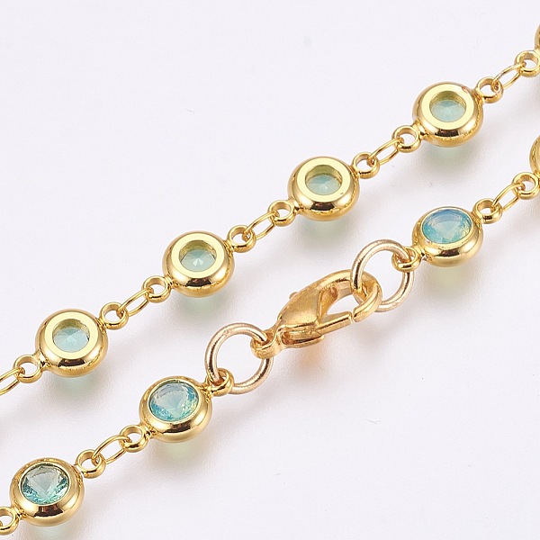 PandaHall Faceted Glass Link Chain Necklaces, with Brass Findings, Flat Round, Sky Blue, Golden, 21.9 inch(55.5cm), 6mm Glass Blue
PandaHall Faceted Glass Link Chain Necklaces, with Brass Findings, Flat Round, Sky Blue, Golden, 21.9 inch(55.5cm), 6mm Glass Blue
