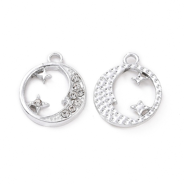 PandaHall Alloy Crystal Rhinestone Pendants, Moon & Star Charms, Platinum, 16x18x2mm, Hole: 1.5mm Alloy+Rhinestone Flat Round
PandaHall Alloy Crystal Rhinestone Pendants, Moon & Star Charms, Platinum, 16x18x2mm, Hole: 1.5mm Alloy+Rhinestone Flat Round