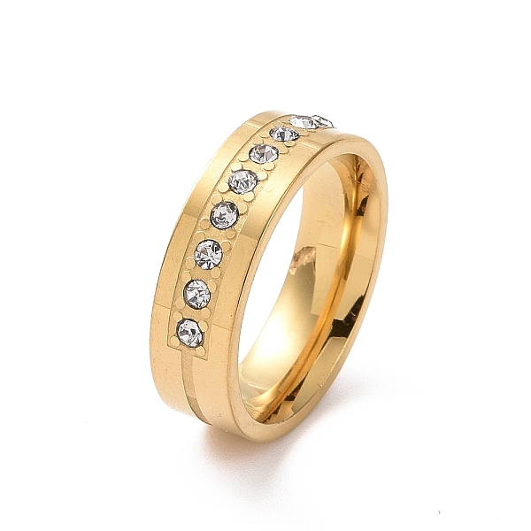 PandaHall Crystal Rhinestone Line Finger Ring, 201 Stainless Steel Jewelry for Women, Golden, Inner Diameter: 17mm Rhinestone
PandaHall Crystal Rhinestone Line Finger Ring, 201 Stainless Steel Jewelry for Women, Golden, Inner Diameter: 17mm Rhinestone