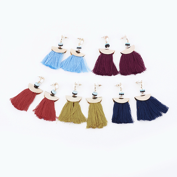 PandaHall Iron Dangle Earrings, with Alloy & Resin Findings, Iron Findings and Nylon Tassel, Half Round/Dome, Mixed Color, 77mm, Pin: 0.7mm..., Multicolor
PandaHall Iron Dangle Earrings, with Alloy & Resin Findings, Iron Findings and Nylon Tassel, Half Round/Dome, Mixed Color, 77mm, Pin: 0.7mm..., Multicolor