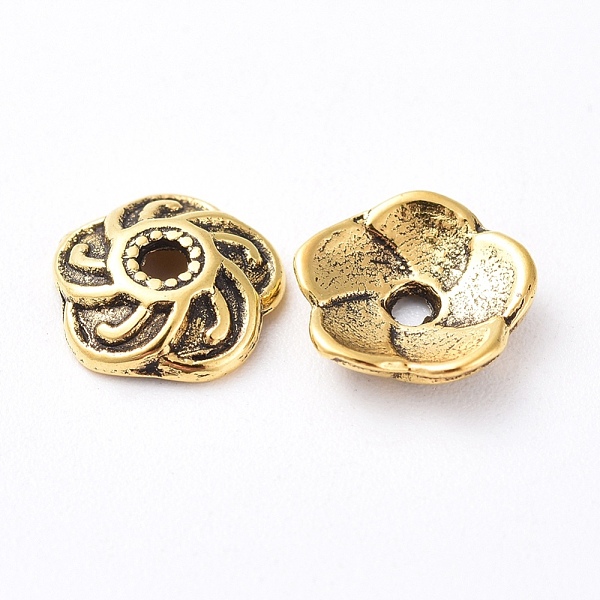 PandaHall Tibetan Style Caps, Lead Free & Cadmium Free & Nickel Free, Flower, Antique Golden Color, 9x9x2.5mm, Hole: 2mm Alloy
PandaHall Tibetan Style Caps, Lead Free & Cadmium Free & Nickel Free, Flower, Antique Golden Color, 9x9x2.5mm, Hole: 2mm Alloy