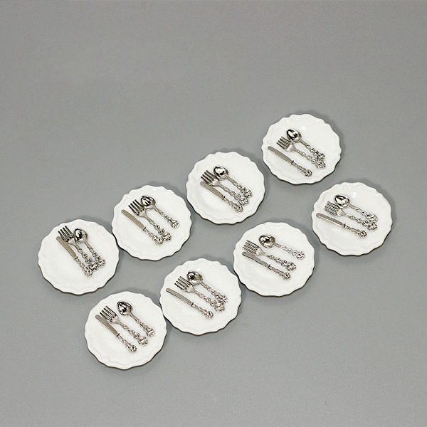 PandaHall Miniature Ceramic Plate and Alloy Western Tableware, Doll House Miniature Toy Model, Platinum, 30x5mm Alloy Mixed Shapes
PandaHall Miniature Ceramic Plate and Alloy Western Tableware, Doll House Miniature Toy Model, Platinum, 30x5mm Alloy Mixed Shapes