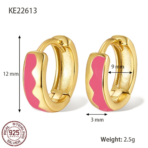 PandaHall 925 Sterling Silver Thick Hoop Earrings, with Enamel, for Women, Real 18K Gold Plated, Hot Pink, 12x3mm Sterling Silver Ring
PandaHall 925 Sterling Silver Thick Hoop Earrings, with Enamel, for Women, Real 18K Gold Plated, Hot Pink, 12x3mm Sterling Silver Ring