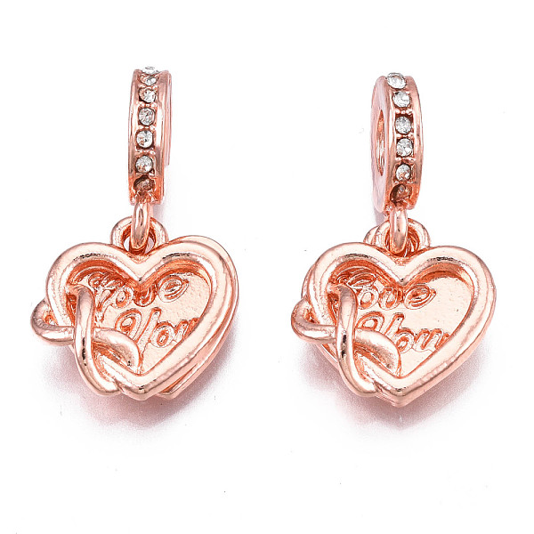 PandaHall Rack Plating Alloy European Dangle Charms, with Rhinestone, Large Hole Pendants, Cadmium Free & Nickel Free & Lead Free, Rose Gold..., Clear
PandaHall Rack Plating Alloy European Dangle Charms, with Rhinestone, Large Hole Pendants, Cadmium Free & Nickel Free & Lead Free, Rose Gold..., Clear
