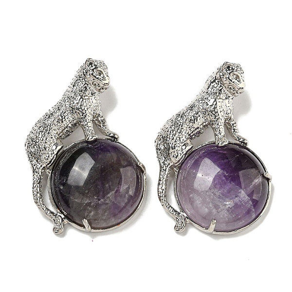 PandaHall Natural Amethyst Half Round Pendants, Rack Plating Brass Leopard Charms, Platinum, Cadmium Free & Lead Free, 42x27x7.5mm, Hole...
PandaHall Natural Amethyst Half Round Pendants, Rack Plating Brass Leopard Charms, Platinum, Cadmium Free & Lead Free, 42x27x7.5mm, Hole...