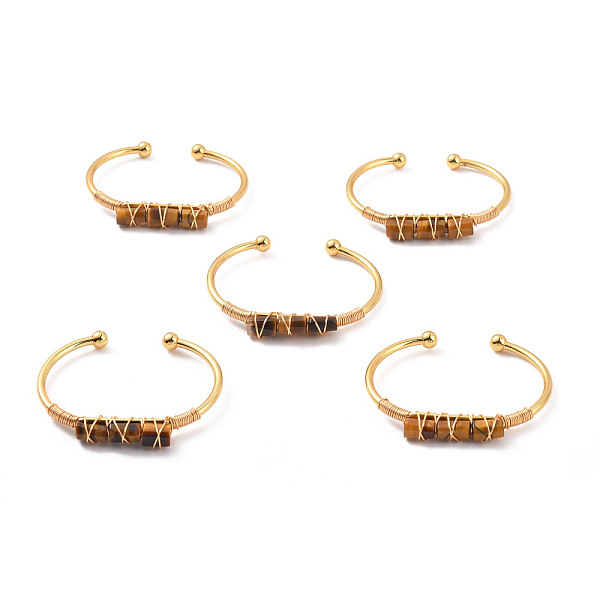 PandaHall Natural Tiger Eye Triple Column Beaded Open Cuff Bangle, Wire Wrape Brass Jewelry for Women, Golden, Inner Diameter: 2-1/8 inch...
PandaHall Natural Tiger Eye Triple Column Beaded Open Cuff Bangle, Wire Wrape Brass Jewelry for Women, Golden, Inner Diameter: 2-1/8 inch...