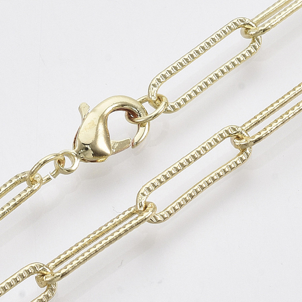 PandaHall Brass Textured Paperclip Chain Necklace Making, with Lobster Claw Clasps, Light Gold, 18.5 inch(47cm), Link: 15.5x4.5x1mm Brass
PandaHall Brass Textured Paperclip Chain Necklace Making, with Lobster Claw Clasps, Light Gold, 18.5 inch(47cm), Link: 15.5x4.5x1mm Brass