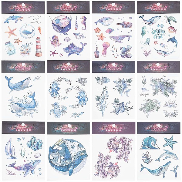 PandaHall Gorgecraft 12 Sheets 12 Style Ocean Theme Cool Sexy Body Art Removable Temporary Tattoos Paper Stickers, Mixed Patterns...
PandaHall Gorgecraft 12 Sheets 12 Style Ocean Theme Cool Sexy Body Art Removable Temporary Tattoos Paper Stickers, Mixed Patterns...