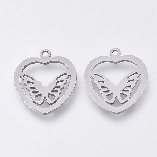 PandaHall 201 Stainless Steel Pendants, Laser Cut Pendants, Heart with Butterfly, Stainless Steel Color, 18x16x1mm, Hole: 1.4mm 201...
PandaHall 201 Stainless Steel Pendants, Laser Cut Pendants, Heart with Butterfly, Stainless Steel Color, 18x16x1mm, Hole: 1.4mm 201...