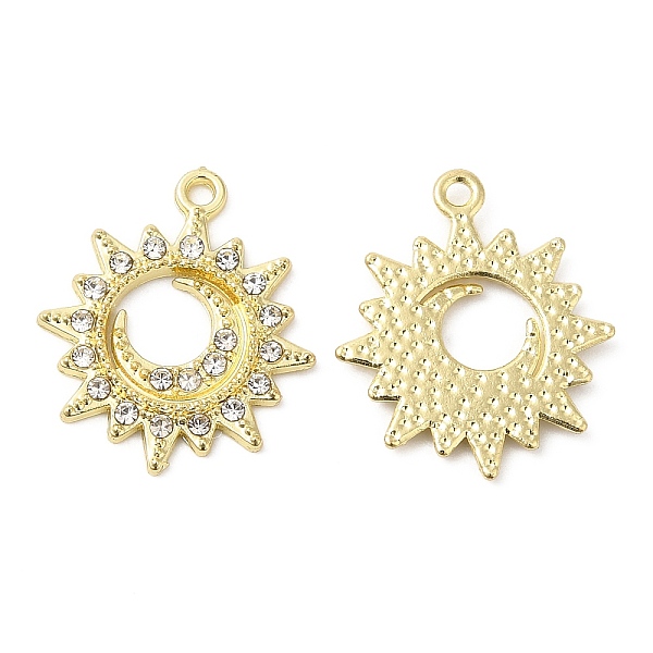 PandaHall Alloy Rhinestone Pendants, Sun with Moon Charms, Golden, 19x16x1.5mm, Hole: 1.4mm Alloy+Rhinestone Sun Clear
PandaHall Alloy Rhinestone Pendants, Sun with Moon Charms, Golden, 19x16x1.5mm, Hole: 1.4mm Alloy+Rhinestone Sun Clear