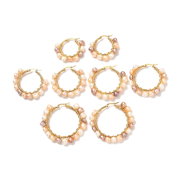 PandaHall 4 Pairs Vintage Natural Pearl Beads Earrings for Girl Women, 304 Stainless Steel Hoop Earrings, Golden, White...
PandaHall 4 Pairs Vintage Natural Pearl Beads Earrings for Girl Women, 304 Stainless Steel Hoop Earrings, Golden, White...