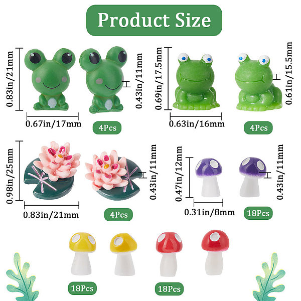 PandaHall Gorgecraft 66Pcs 6 styles Resin Frog & Lotus & Mushroom Ornaments, for Home Decoration, Mixed Color, 12~25x8~22x8~20mm, Hole: 3mm..., Multicolor
PandaHall Gorgecraft 66Pcs 6 styles Resin Frog & Lotus & Mushroom Ornaments, for Home Decoration, Mixed Color, 12~25x8~22x8~20mm, Hole: 3mm..., Multicolor