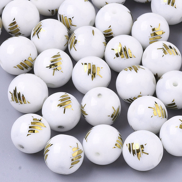 PandaHall Christmas Opaque Glass Beads, Round with Electroplate Christmas Tree Pattern, Golden Plated, 10mm, Hole: 1.2mm Glass Round White
PandaHall Christmas Opaque Glass Beads, Round with Electroplate Christmas Tree Pattern, Golden Plated, 10mm, Hole: 1.2mm Glass Round White