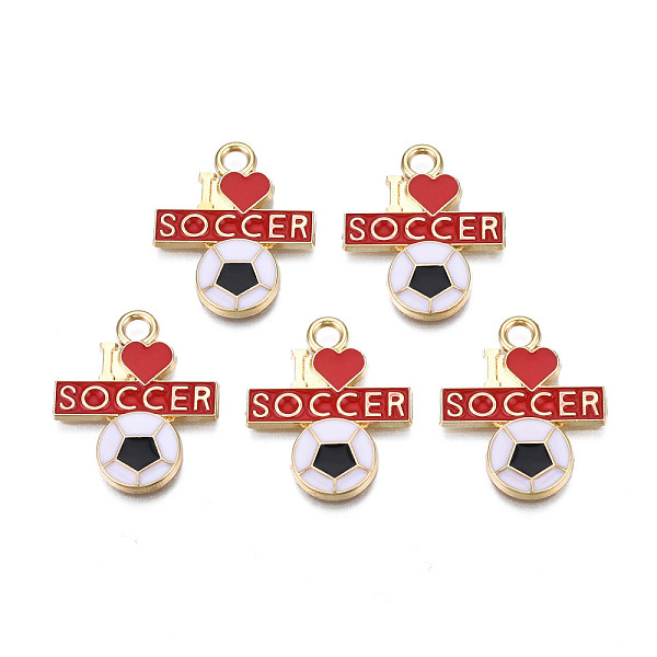 PandaHall Alloy Enamel Pendants, Cadmium Free & Nickel Free & Lead Free, Light Gold, Football with Word I Love Soccer, Red, 25x21x2mm, Hole...
PandaHall Alloy Enamel Pendants, Cadmium Free & Nickel Free & Lead Free, Light Gold, Football with Word I Love Soccer, Red, 25x21x2mm, Hole...